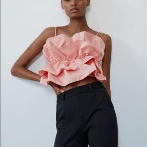 Zara Pink Voluminous Taffeta Top
